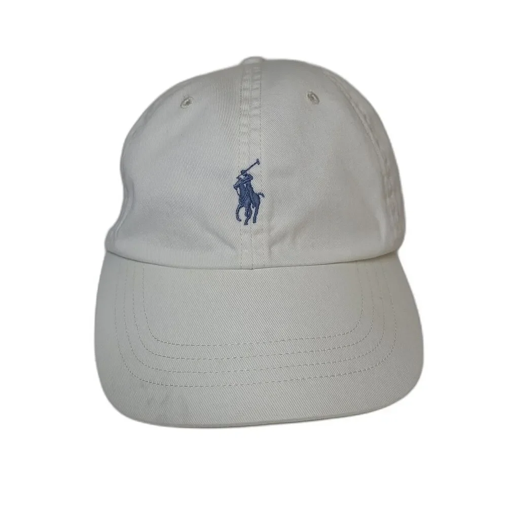 Vtg  Polo Ralph Lauren hat White Blue Pony